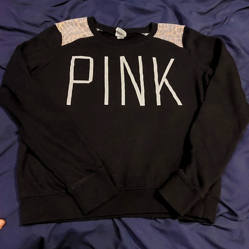 Victoria's secret pink sweatshirt. Size small. Leopard print